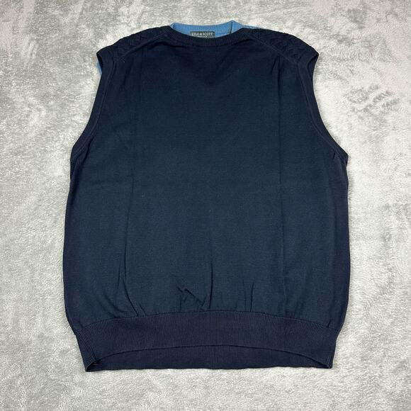 Lyle & Scott Sweater Vest Lot Mens L Blue Navy Excellent Cotton V-Neck Knit - Picture 3 of 15